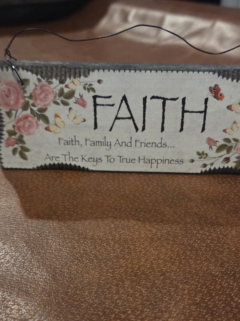 Faith Floral Hanging Sign - Pink